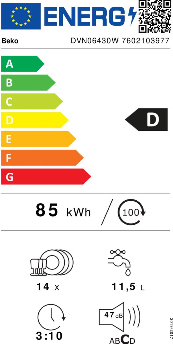 Beko DVN06430W - Vrijstaande Vaatwasser — afbeelding 2