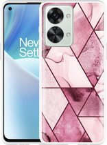 OnePlus Nord 2T Hoesje Roze Marmer Mix - Designed by Cazy