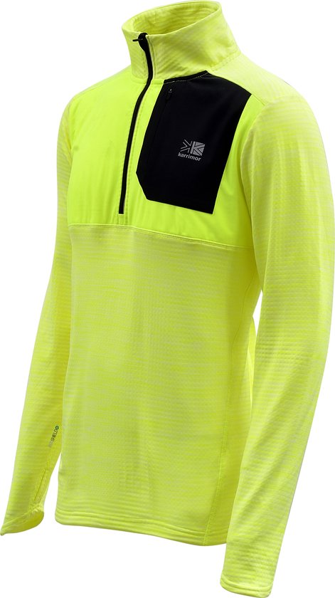 Karrimor Running ¼ Zip Long sleeve - Heren - Hardloopshirt - Kleur Fluo Yellow - Maat XXL