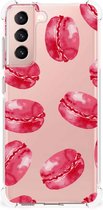 Telefoonhoesje met tekst Geschikt voor Samsung Galaxy S21 FE Telefoon Hoesje met doorzichtige rand Pink Macarons