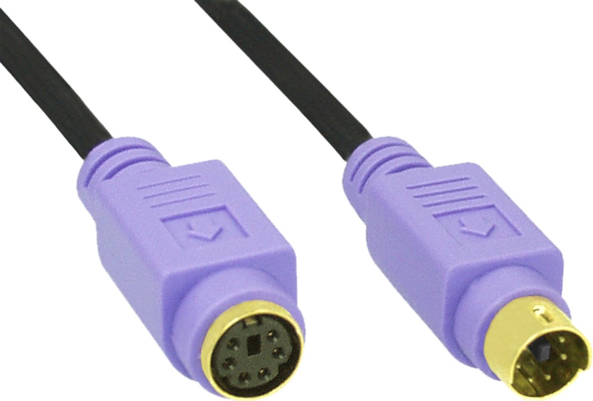 Premium Mini DIN 6-pins PS/2 data verlengkabel / zwart/paars - 2 meter