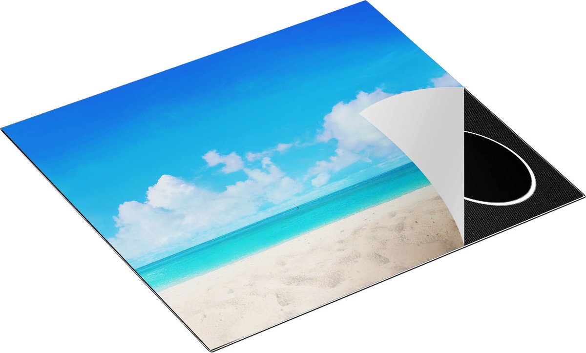 Chefcare Inductie Beschermer Strand en Zee met Helder Witte Zand - 57,6x51,6 cm - Afdekplaat Inductie - Kookplaat Beschermer - Inductie Mat