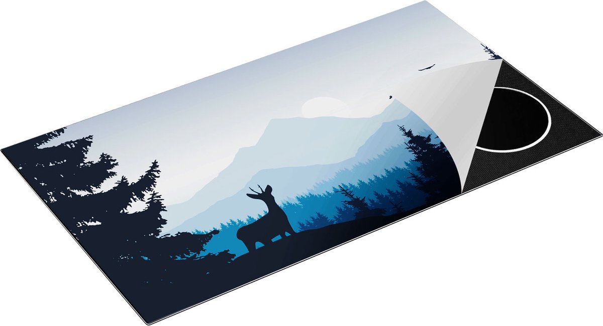 Chefcare Inductie Beschermer Hert in het Bos - Silhouet - 95x50 cm - Afdekplaat Inductie - Kookplaat Beschermer - Inductie Mat