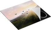 Chefcare Inductie Beschermer Silhouet Zwerm Vogels bij Zonsondergang - 60x50 cm - Afdekplaat Inductie - Kookplaat Beschermer - Inductie Mat