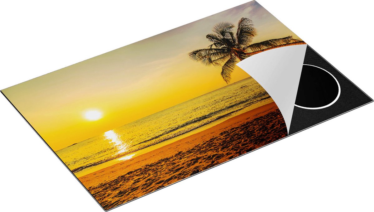 Chefcare Inductie Beschermer Tropisch Strand tijdens Zonsondergang - 81,6x52,7 cm - Afdekplaat Inductie - Kookplaat Beschermer - Inductie Mat