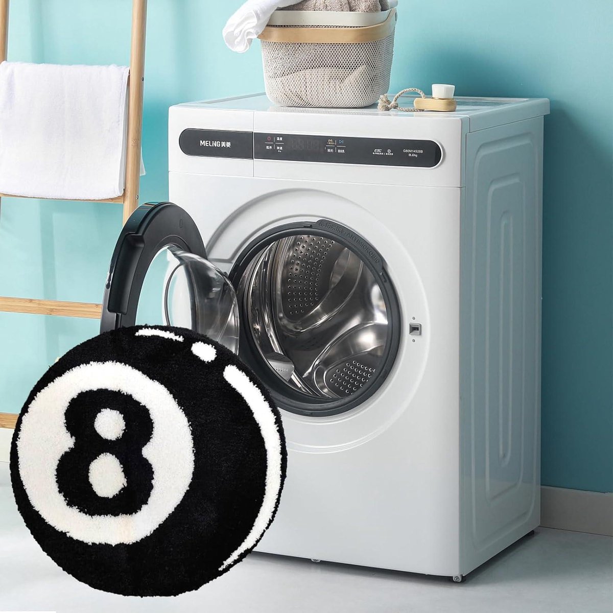 DCIUSTFHE Biljartkleed 8 Bal Tapijt Rond Getuft Zacht Biljartkleed Antislip Badmat Kinderen Slaapkamer Zwart 8 Bal Tapijt voor Woonkamer,001,60x60cm