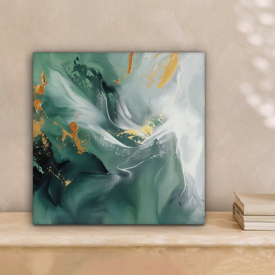 Peinture sur toile 20x20 cm - Décoration murale Vert - Moderne - Marbre - Abstrait - Décoration murale murale salon - Décoration chambre - Accessoires de chambre - Peintures