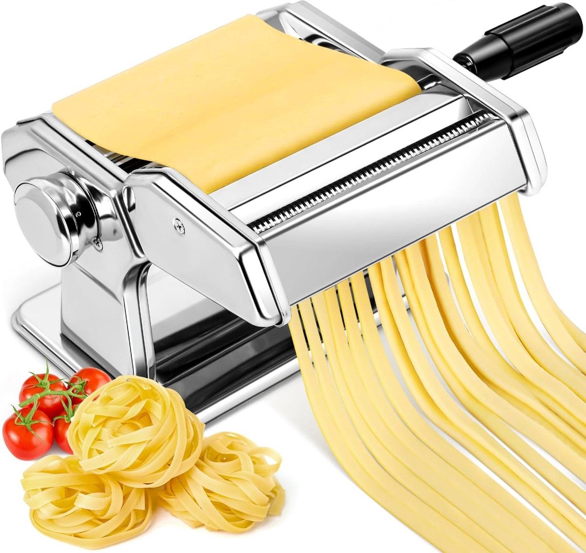 Handmatige pastamachine roestvrijstalen pastamaker met twee breedtes roller pasta spaghetti fettuccine lasagna 7 instelbare diktes