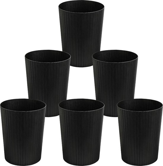 Cetomo 7.2L* 6 Set, Afvalmand Prullenbak, Afvalmand, Papierbak, Vuilnisbak voor Badkamers, Keuken, Thuiskantoren, Slaapzalen zwart