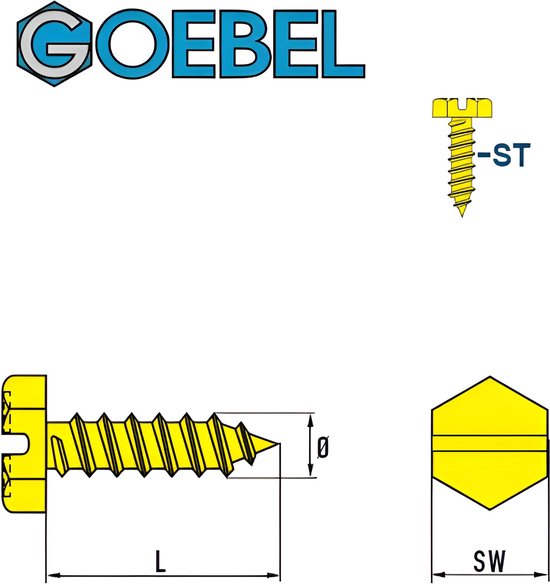 GOEBEL® - 1000 x Zeskant plaatschroeven (Ø x L) 4,2 x 13 mm Staal Verzinkt met Zonder Ring DIN7976 / ISO1479 - Schroeven - 2010142130
