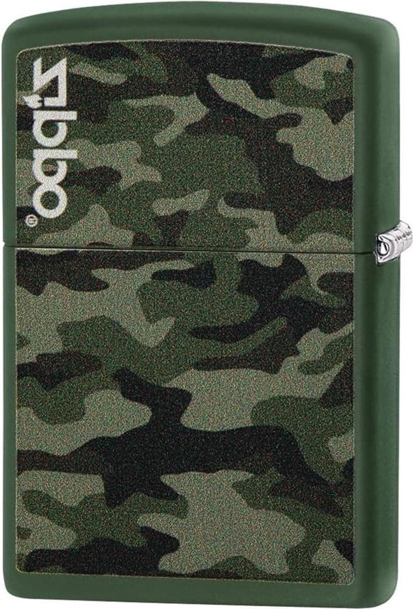 Goedkoopste Camo en design - basis groen mat - benzine-aansteker winddicht navulbaar in hoogwaardige geschenkdoos - outdoor accessoires.