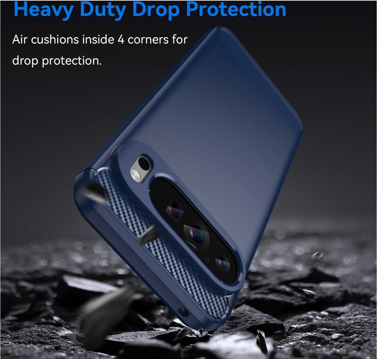 Mobigear Hoesje geschikt voor Google Pixel 9 Pro XL Telefoonhoesje Flexibel TPU | Mobigear Brushed Slim Backcover | Pixel 9 Pro XL Case | Back Cover - Blauw