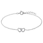 Lucardi Dames Zilveren armband hartjes zirkonia - Armband - 925 Zilver - Zilver - 18 cm