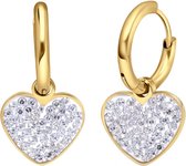 Lucardi Dames Goldplated oorbellen met hart - Oorbellen - Cadeau - Staal - Goudkleurig