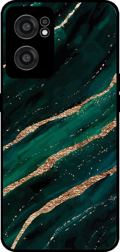 Smartphonica Coque de téléphone pour OnePlus Nord CE 2 5G avec imprimé marbré - Coque arrière en TPU design marbre - Vert Or pour OnePlus Nord CE 2 5G