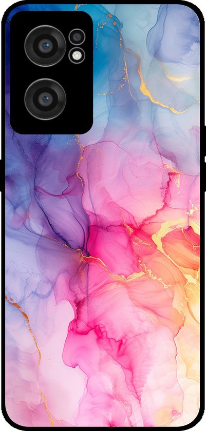 Coque de téléphone Smartphonica adaptée au OnePlus Nord CE 2 5G avec imprimé marbre - Coque arrière en TPU motif marbre - Arc-en-ciel adaptée au OnePlus Nord CE 2 5G