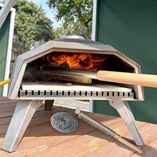 Pizza Steen Reinigingsborstel - Barbecue Grill Cleaning Tool Met Houten Handvat - Keuken Oven Accessoires - Draagbare Borstel van Marlow. — afbeelding 4