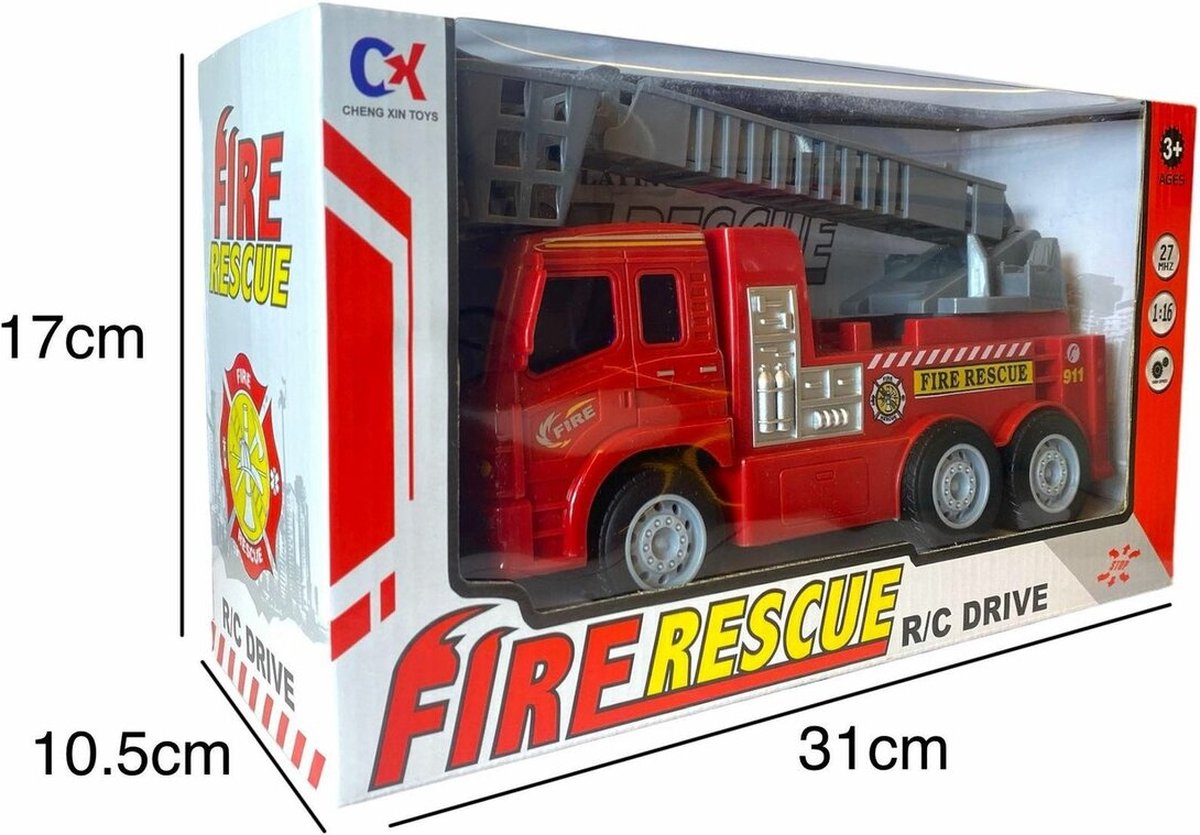 R/C Fire Truck - Afstand Bestuurbaar Brandweerwagen - met draaibare ladder 360° - Brandweer auto — afbeelding 4