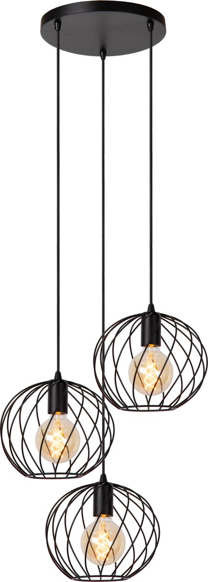 Lucide Hanglamp Danza Zwart ⌀50cm 3xe27