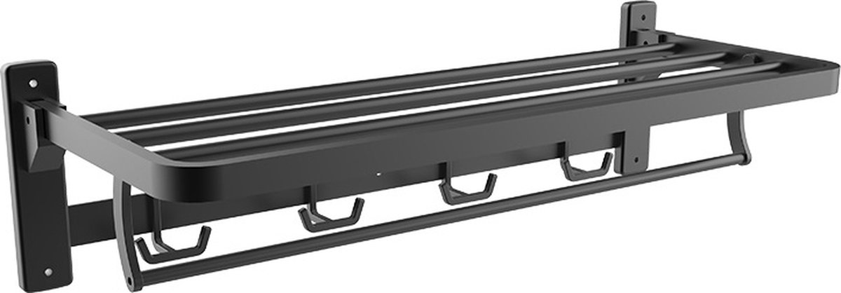 Wandkapstok Borg - inklapbare Hoedenplank - 8 haken - RVS