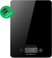 Bol.com Rheme Digitale Keukenweegschaal - Tot 5kg - Glazen Weegschaal - Inclusief Batterijen aanbieding