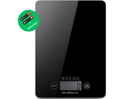 Rheme Digitale Keukenweegschaal - Tot 5kg - Glazen Weegschaal - Inclusief Batterijen