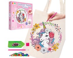 Diamond Painting Knutselpakket Unicorn - Modepakketten - Personaliseer je Eigen Tas - Creatief Speelgoed voor Kinderen - Unicorn Decoratie