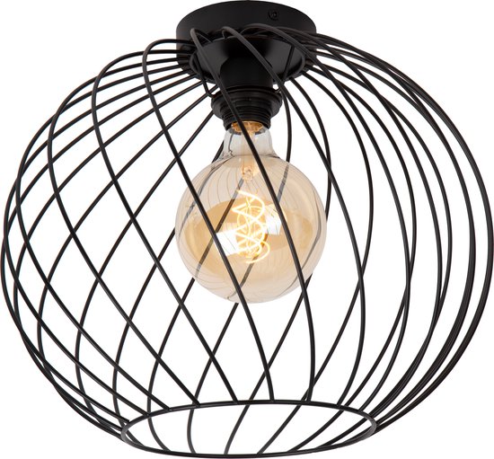LED Plafonnière ZIDANE - 40cm - E27 fitting - Zwart