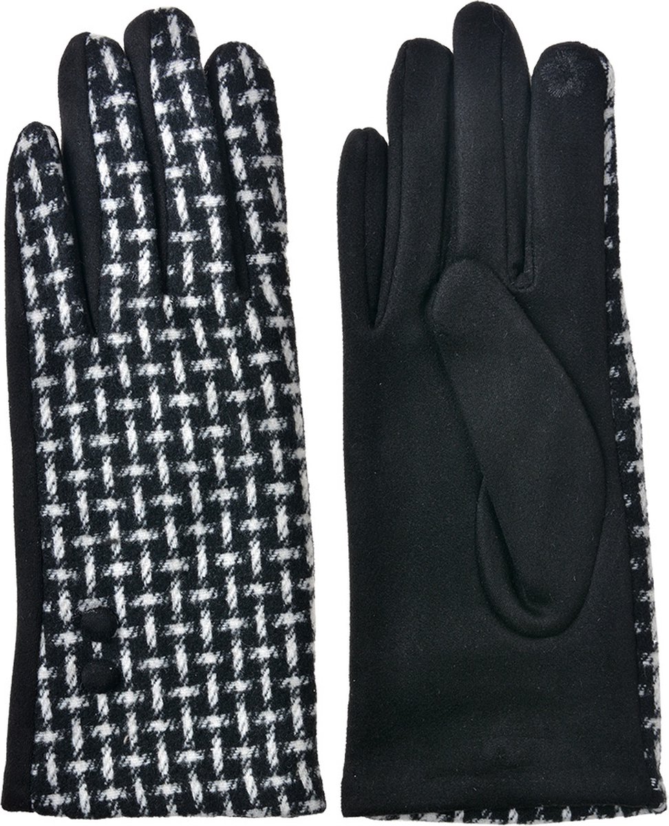 Clayre & Eef Handschoenen Winter 9x23 cm Zwart Wit Polyester