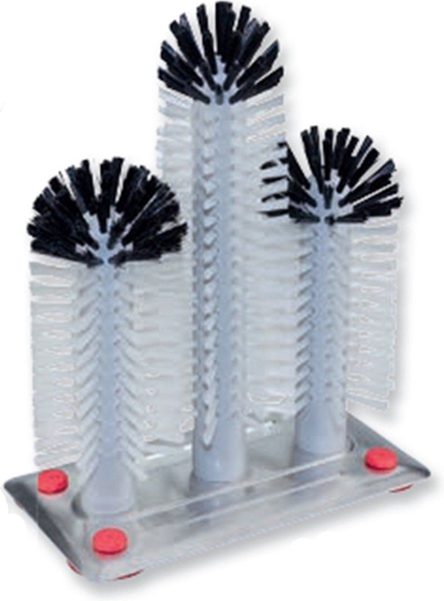 Goedkoopste Buemag Spoelborstels - glazen afwassen - 19 x 24 x 10 cm - zilver - 3 stuks - professionele horeca borstels - glazenwasborstel