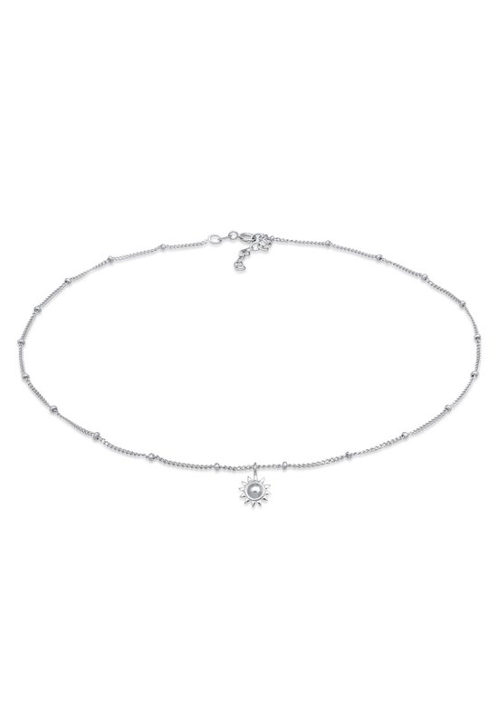 Elli Choker Femme Elli Ras de Cou Femme Soleil Pendentif Argent Sterling 925 Été/Plage 36 cm