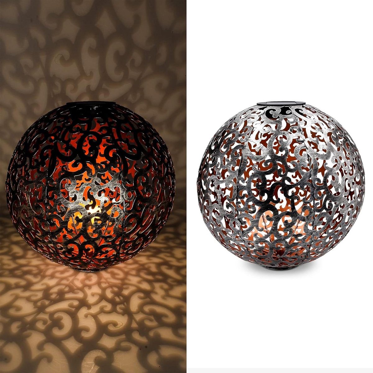 Decoratieve LED solar lamp met sensor voor buiten - Bolvormige tuinverlichting met grondspies - Ø 30 cm