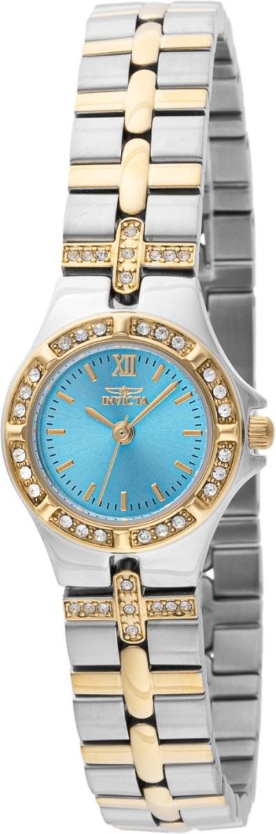 Invicta Wildflower 45873 Dames Horloge - Waterdicht - Analoog - Quartz Uurwerk - Roestvrij Staal met blauwe Wijzerplaat - 21mm