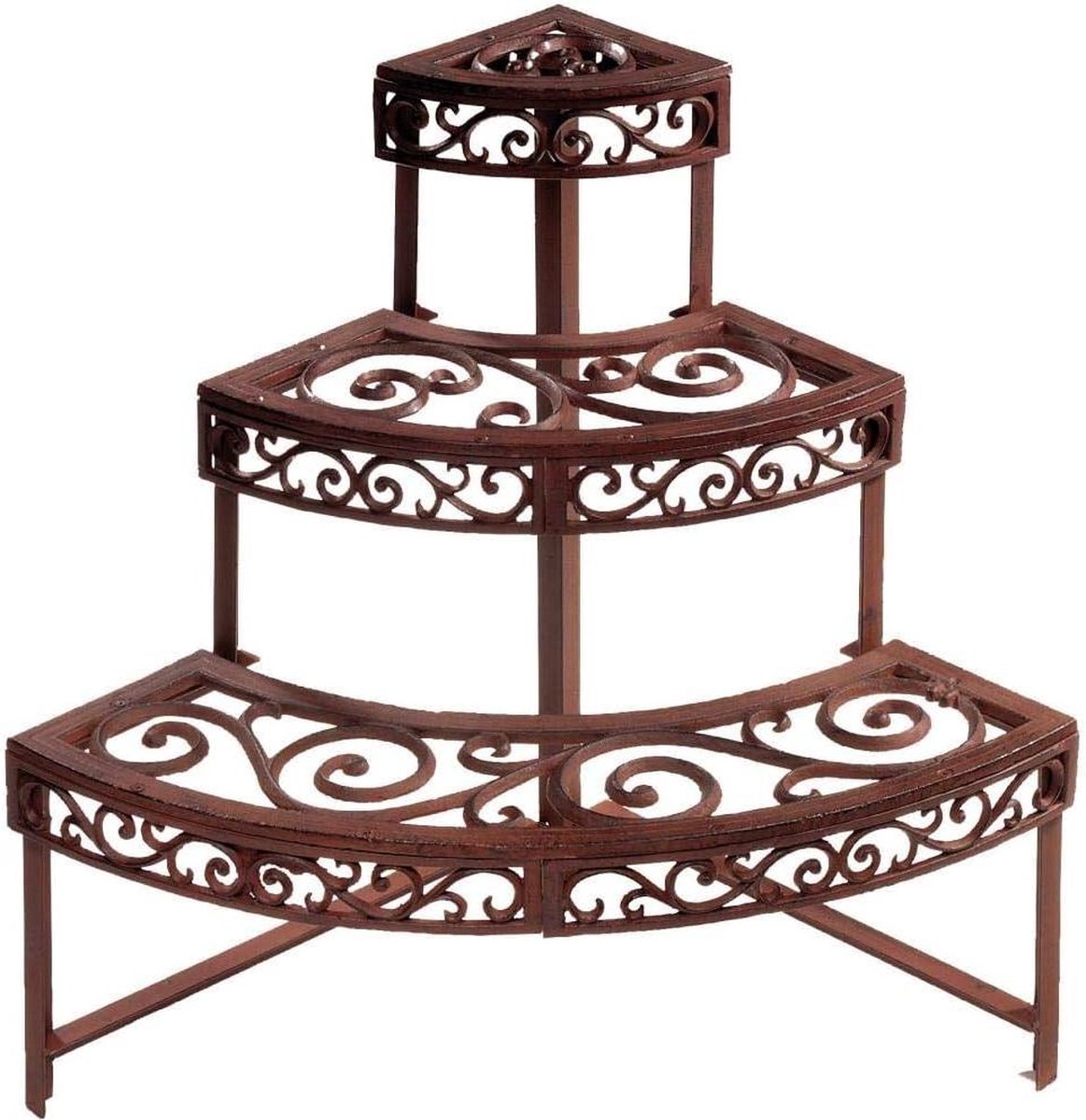 Plantenladder Roodachtig Gietijzeren Balkon Plantentrap Bloemenrek 49cm x 49cm x 66cm Plantenladder