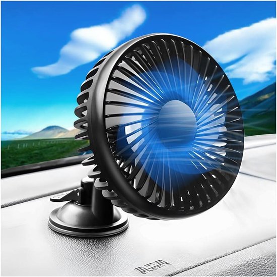 USB Oplaadbare Autoventilator met Zuignap, Wandventilator met 360 Graden Rotatie (zwart