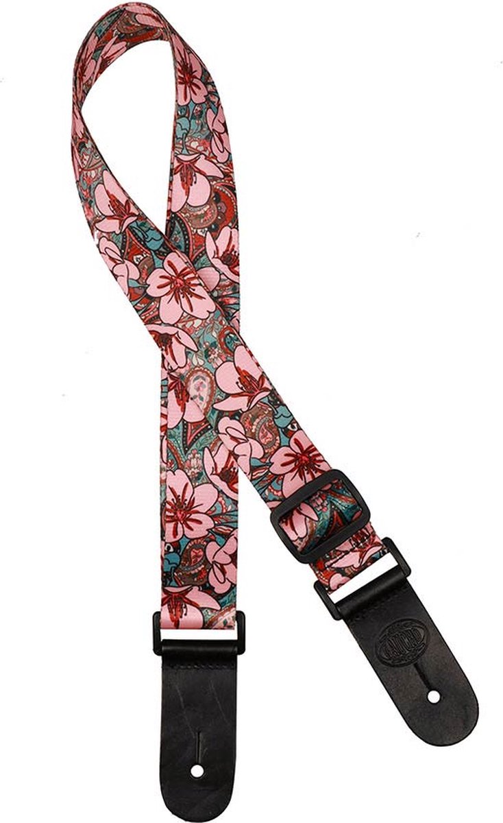 Gaucho Ukulele strap with pink flowers PK