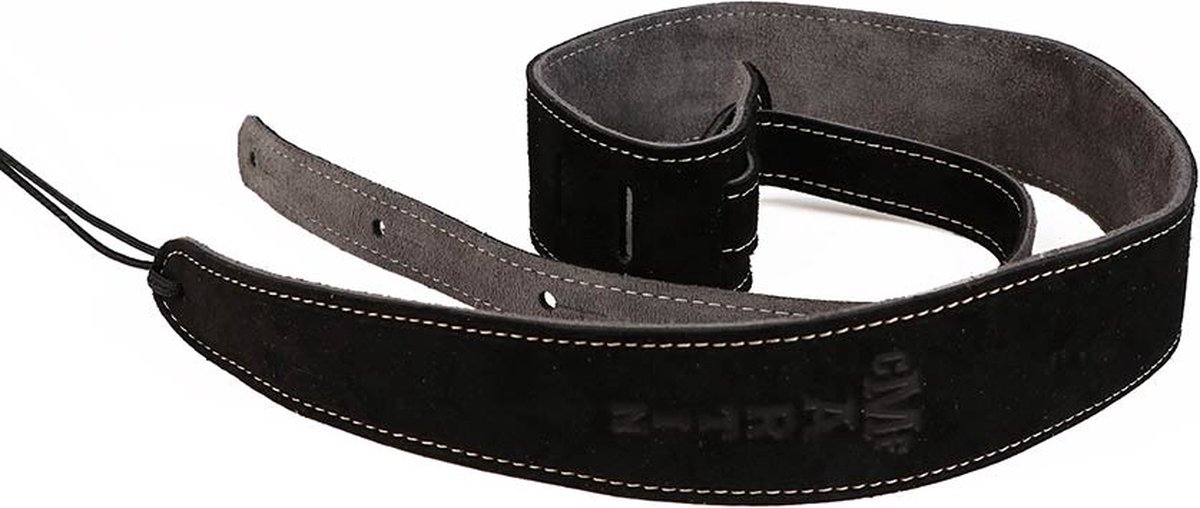 Martin SPA 18A0016 gitaarriem, suede, 6,3cm. breed, met logo, zwart
