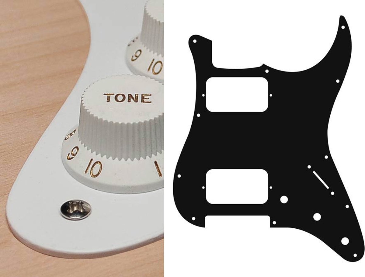 Boston ST-133-W pickguard, Stallion, HH, 3 pot holes, 3-5 switch, 1 ply, white