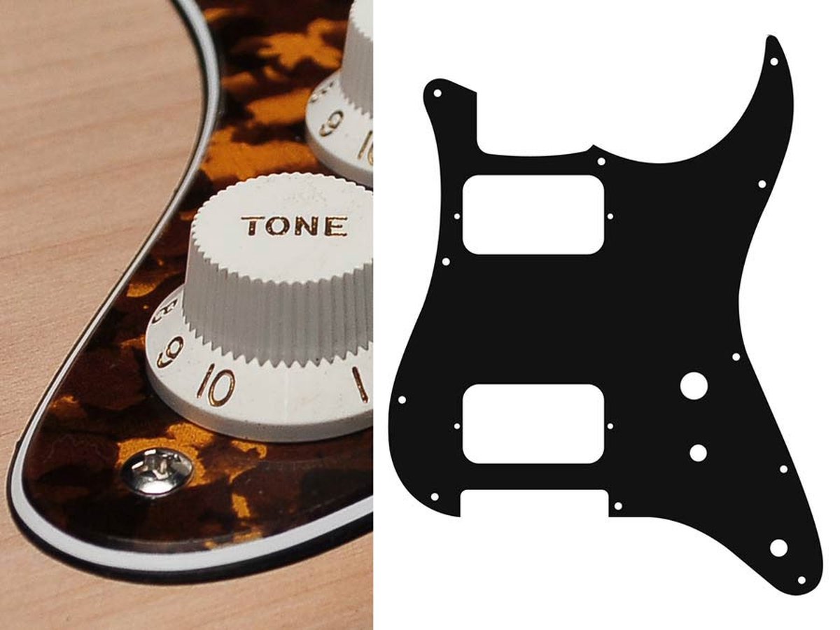 Boston ST-331-RY pickguard, Stallion, HH, 2 pot holes, toggle switch, 3 ply, tiger yellow