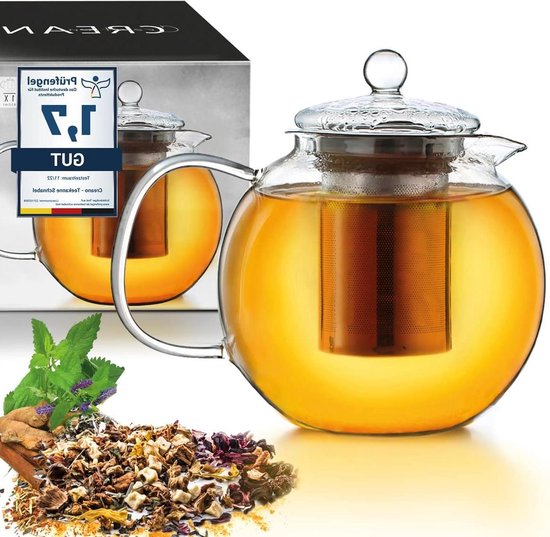 Sweejar Home Royal Theepot, keramische theepot met uitneembare roestvrijstalen infuser, bloeiende en losse bladeren theepot - (5-6 kopjes) 1100 ml (Jade