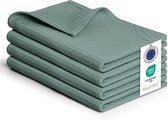 Blumtal® Theedoeken 50x70 cm- Set van 4 - Theedoeken katoen 100% - Keukendoeken wasbaar op 60 °C - Keuken handdoeken katoen - Keukendroogdoeken - Wafeldoeken - Vaatdoeken - Groen