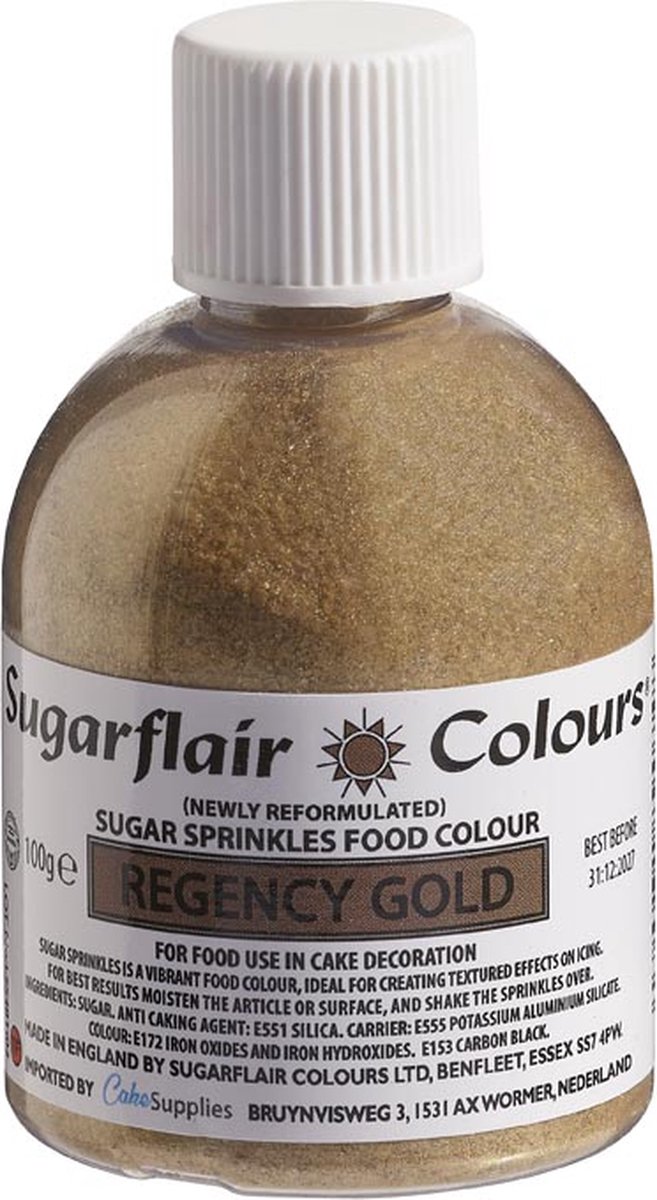 Sugarflair Sugar Sprinkles - Regentschap Goud - 100g - Gekleurde Suiker - Eetbare Taartdecoratie