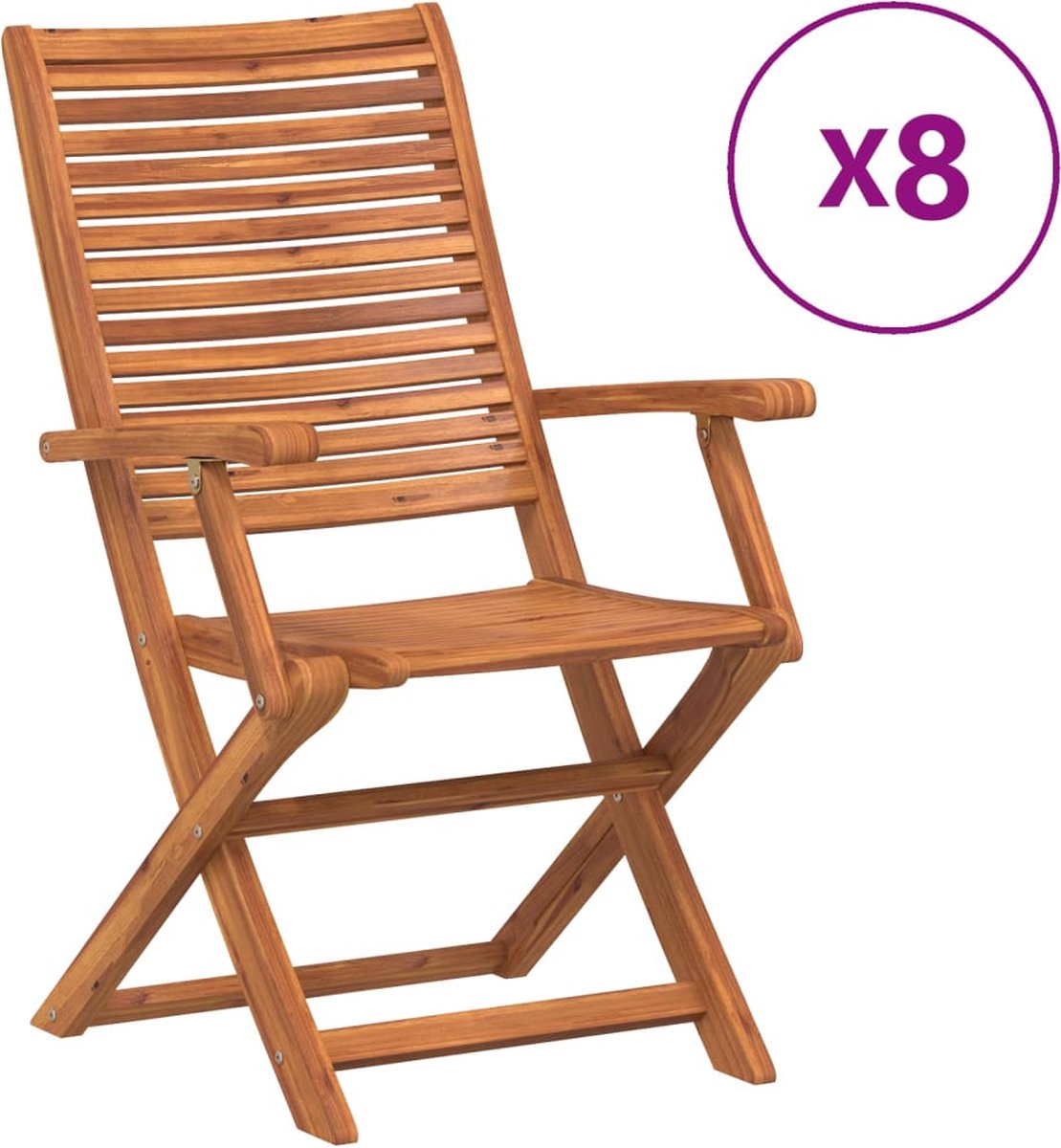 vidaXL - Tuinstoelen - 8 - st - inklapbaar - 57x66x95 - cm - massief - acaciahout