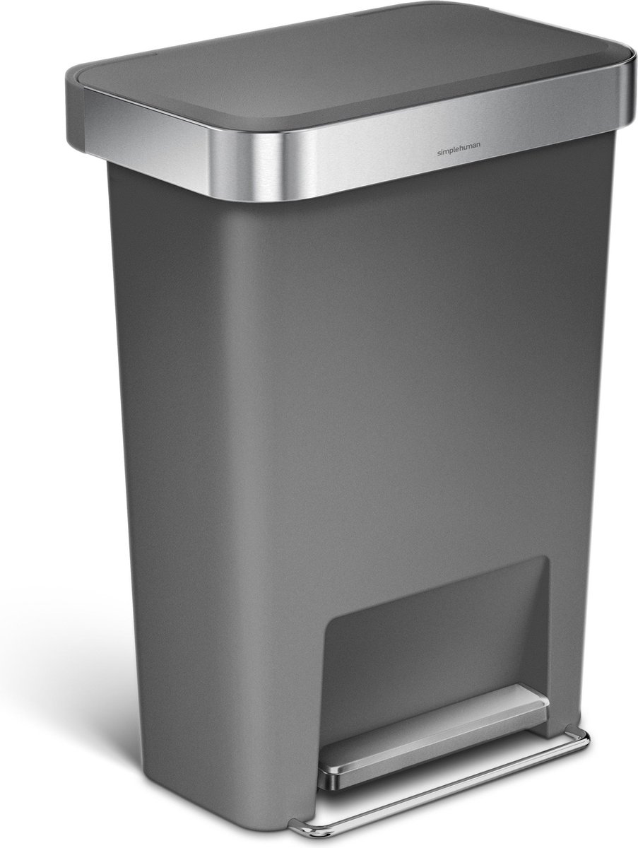 Simplehuman Rectangular Prullenbak - 45 l - Kunststof - Grijs - Met Liner Pocket