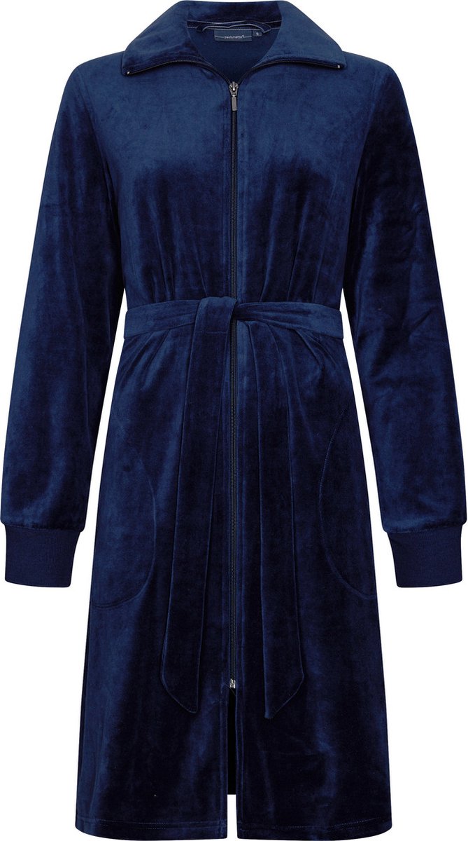 Badjas Pastunette Flow - Blauw - Velour - Rits
