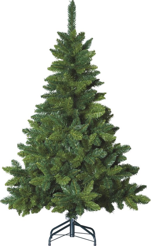 Groene kunstkerstboom met metalen voet en 1385 takken.
