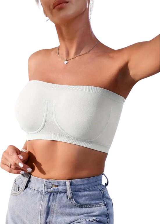 Nivard BH sans armatures - Sans Bracelets - Soutiens-gorge -gorge Push -up - Soutien-gorge Comfort - Confortable - Solide - Wit - Taille XL