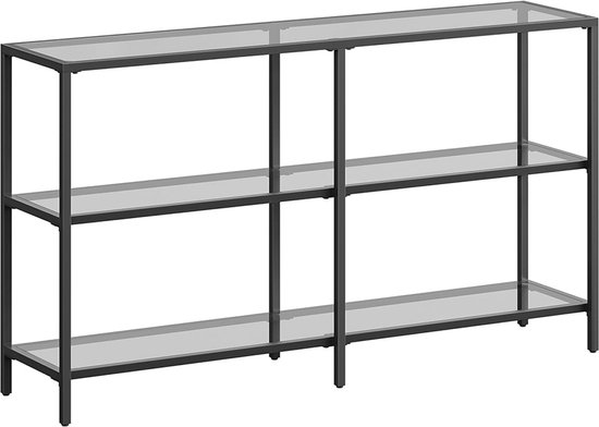 Lechnical Consoletafel, zwart, 180 x 35 x 75,5 cm van gehard glas