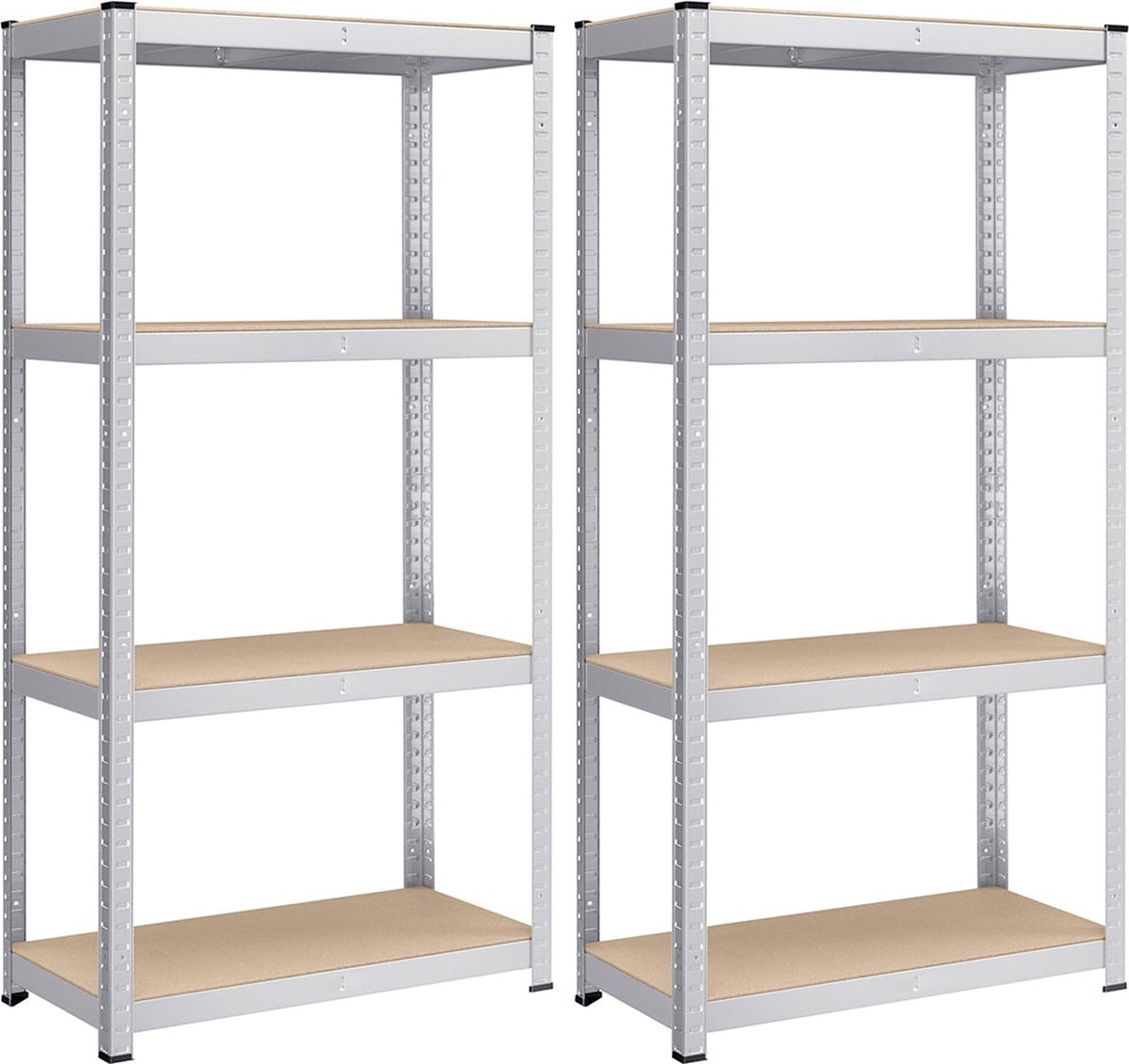 2-pack opbergrekken - metalen planken - verstelbare planken - zwaar gebruik - 40 cm x 80 cm x 160 cm