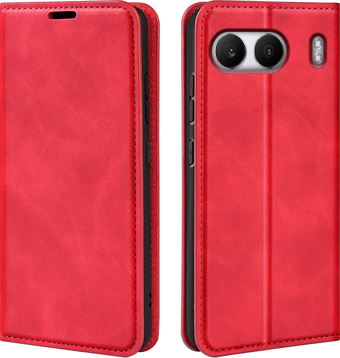 MobyDefend Hoesje - Geschikt voor OnePlus Nord 4 - Luxe Wallet Bookcase (Magnetische Sluiting) - Rood